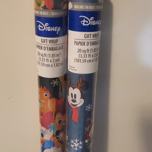 Disney Other - Disney Blue/multi Gift Wrap(2 Rolls)